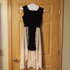 Black dress with sheer overlay